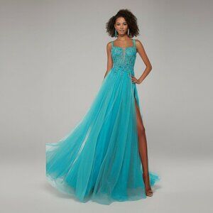 Alyce Paris cyan blue dress, size 16, NEW WITH TAGS!